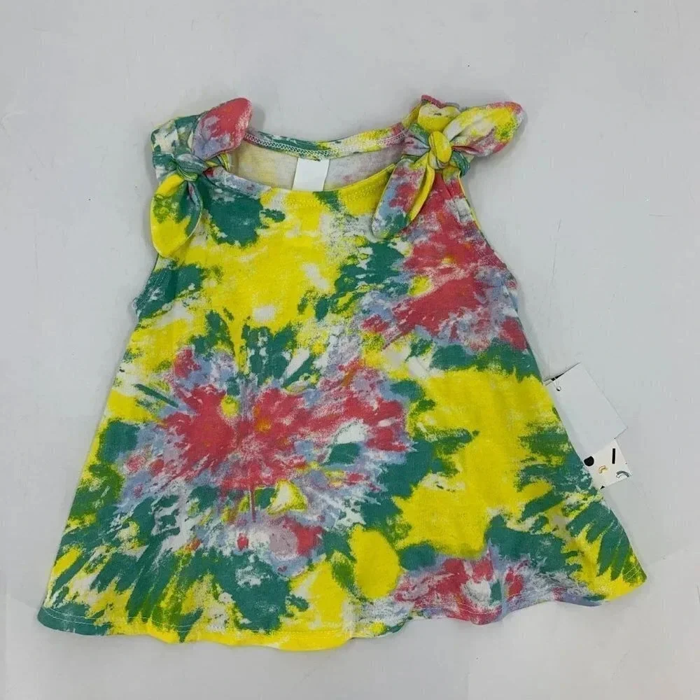 Harper Canyon Girls Tie Dye Floral Pullover Shoulder Tie Dress Size 2‎ NWT